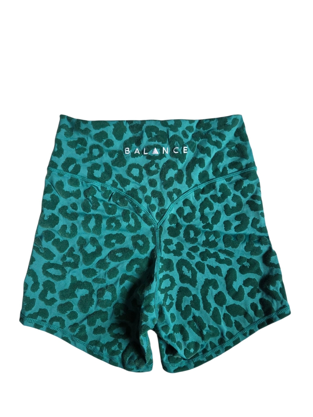 BALANCE Teal Leopard Print High-Waist Bike Shorts